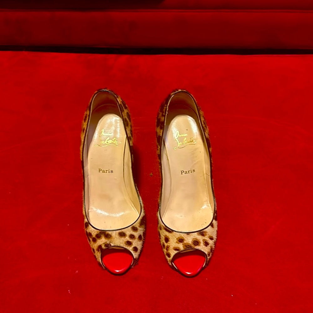 Calf hair animal print red bottoms